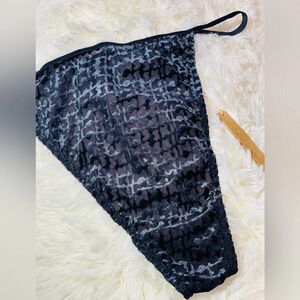 Skims Velvet String Thong, Black, 4X